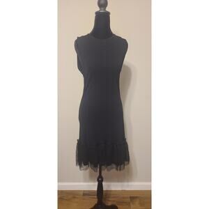 Red Valentino Dress Women XS ruffled knit sleeveless Black Lace No Tag